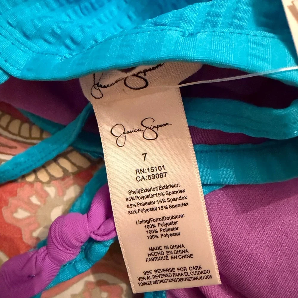 Girls 7 Blue Textured Swimsuit Set NWT 48.00